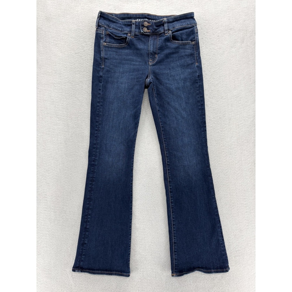 American Eagle Kick Boot Jeans Womens 8 Blue Medium Wash Mid Rise Stretch Denim - Picture 1 of 12